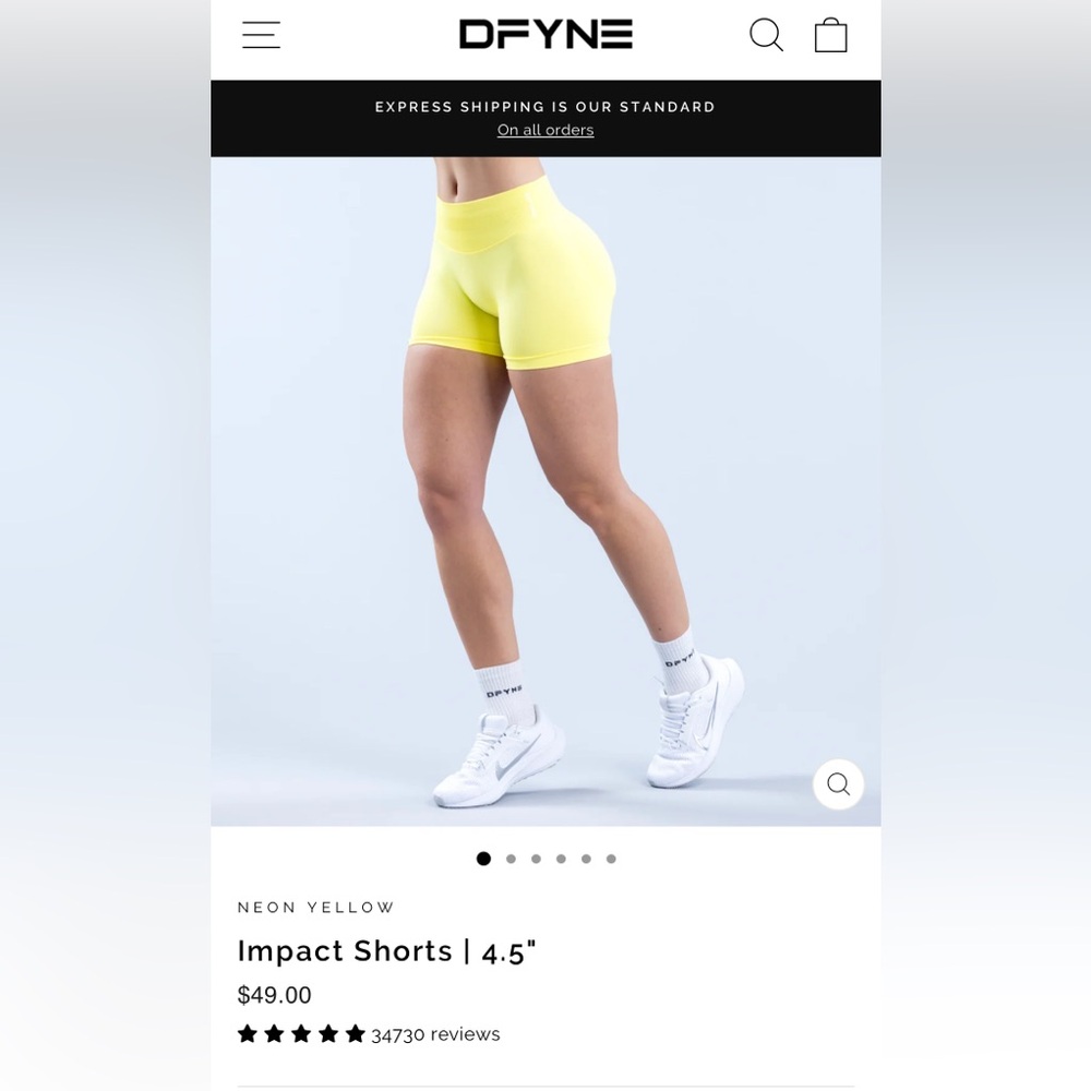 Women's Dyfne Gym Yellow Shorts- out of stock
